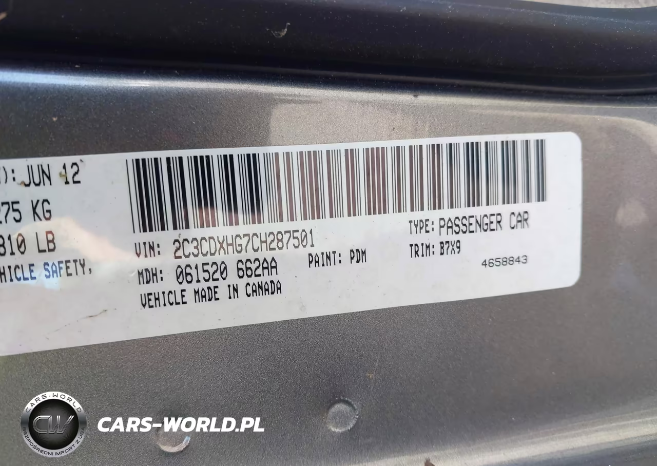 2012 Dodge Charger Sxt VIN:2C3CDXHG7CH287501 - 9