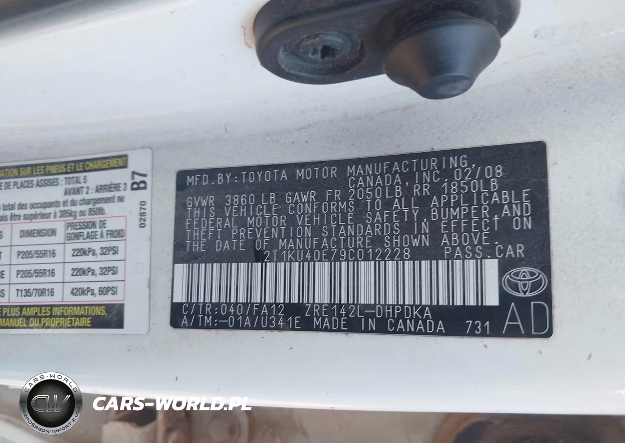 2009 Toyota Matrix VIN:2T1KU40E79C012228 - 9
