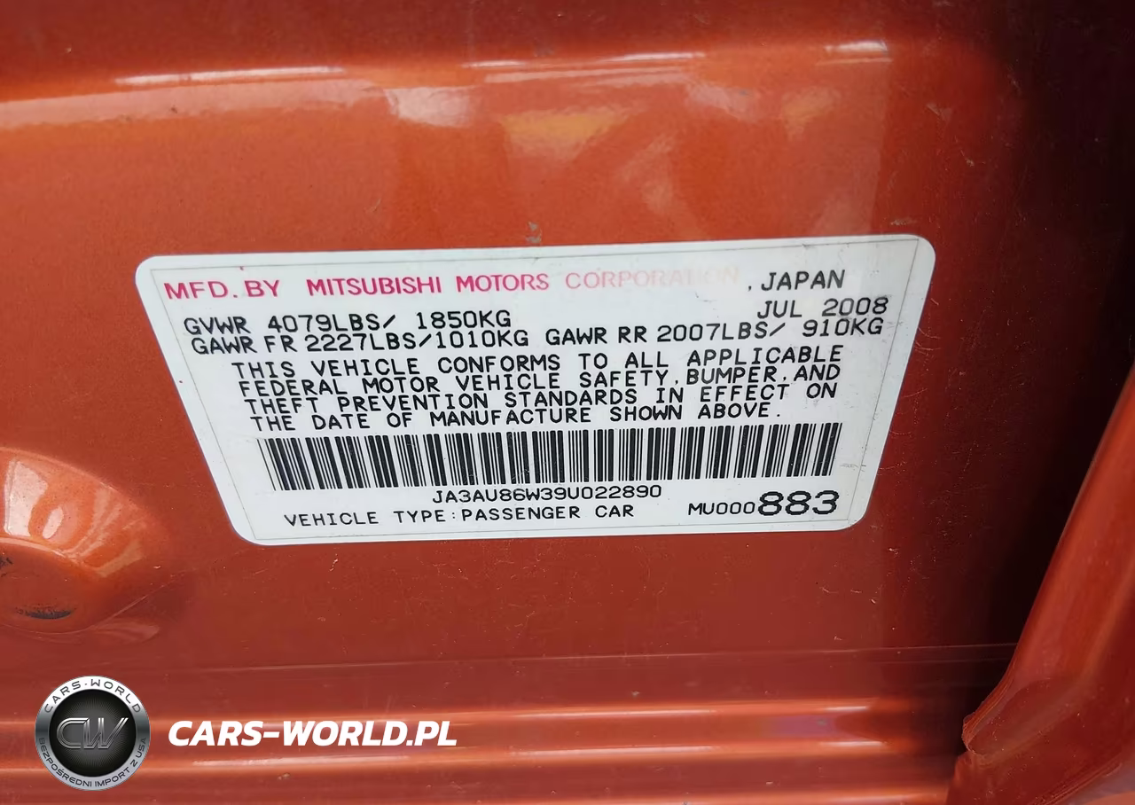2009 Mitsubishi Lancer Gts VIN:JA3AU86W39U022890 - 9