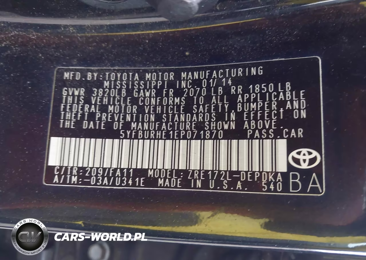 2014 Toyota Corolla L VIN:5YFBURHE1EP071870 - 9