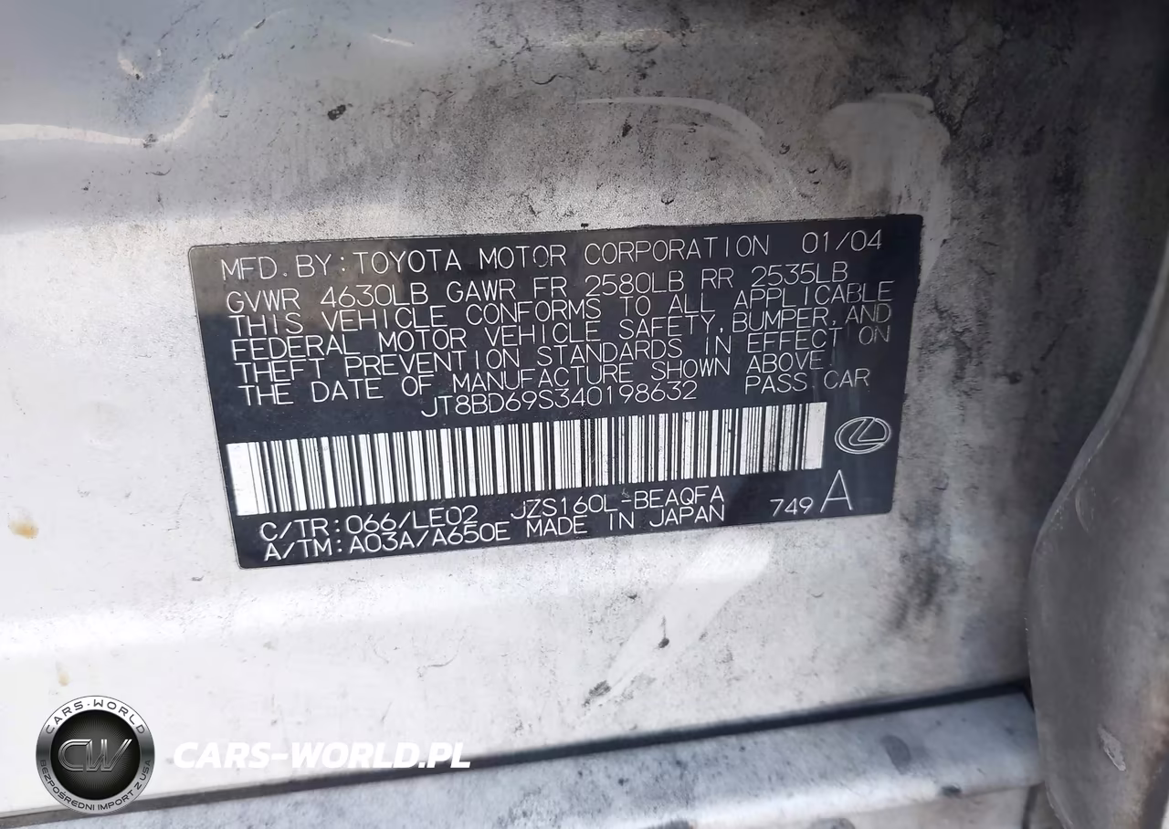 2004 Lexus Gs 300 VIN:JT8BD69S340198632 - 6