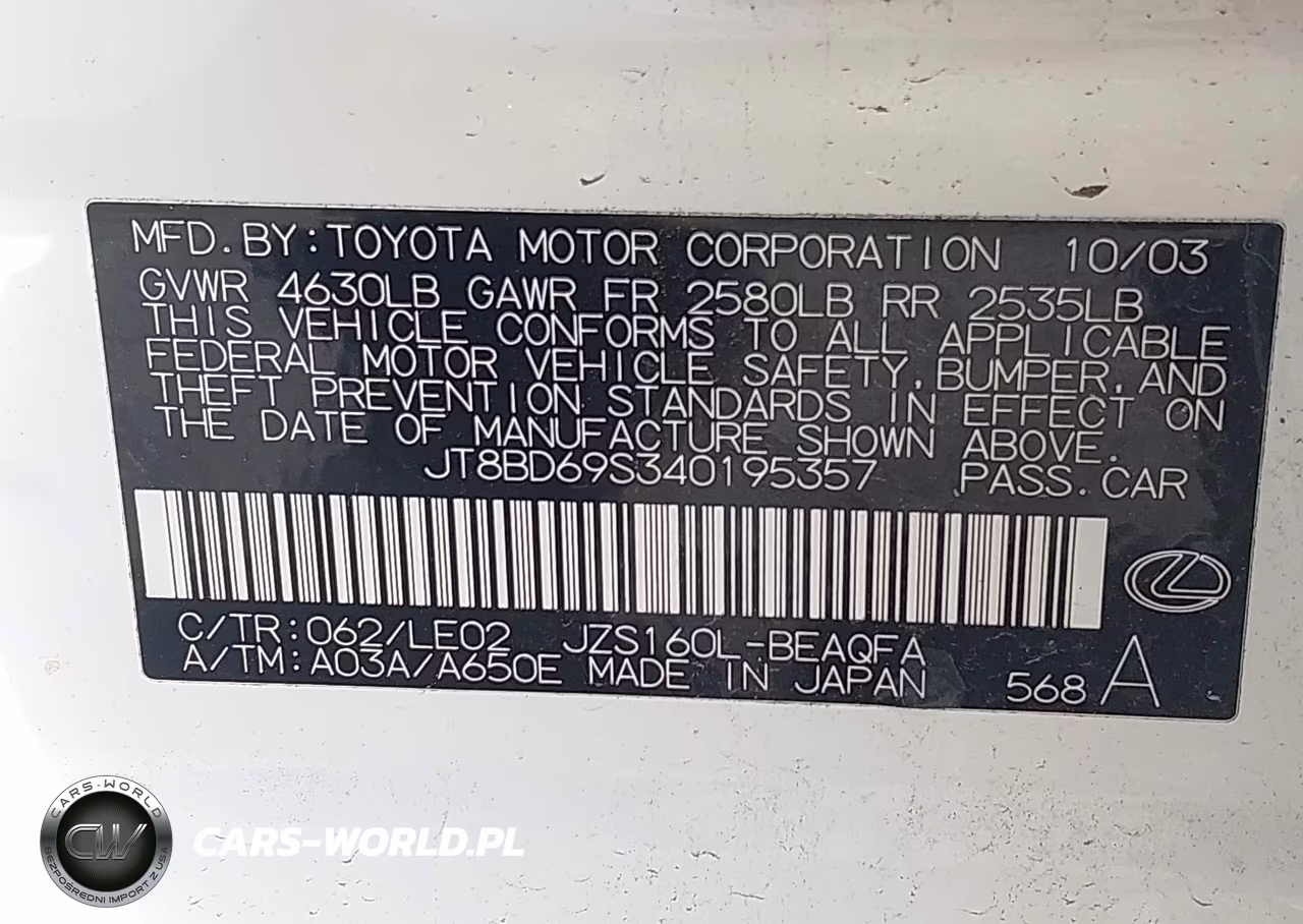 2004 Lexus Gs 300 VIN:JT8BD69S340195357 - 9
