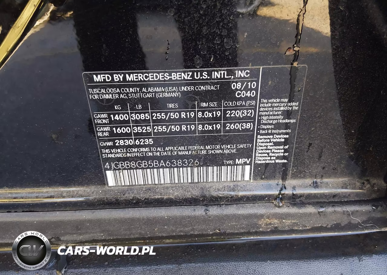 2011 Mercedes-Benz Ml 350 4Matic VIN:4JGBB8GB5BA638326 - 9