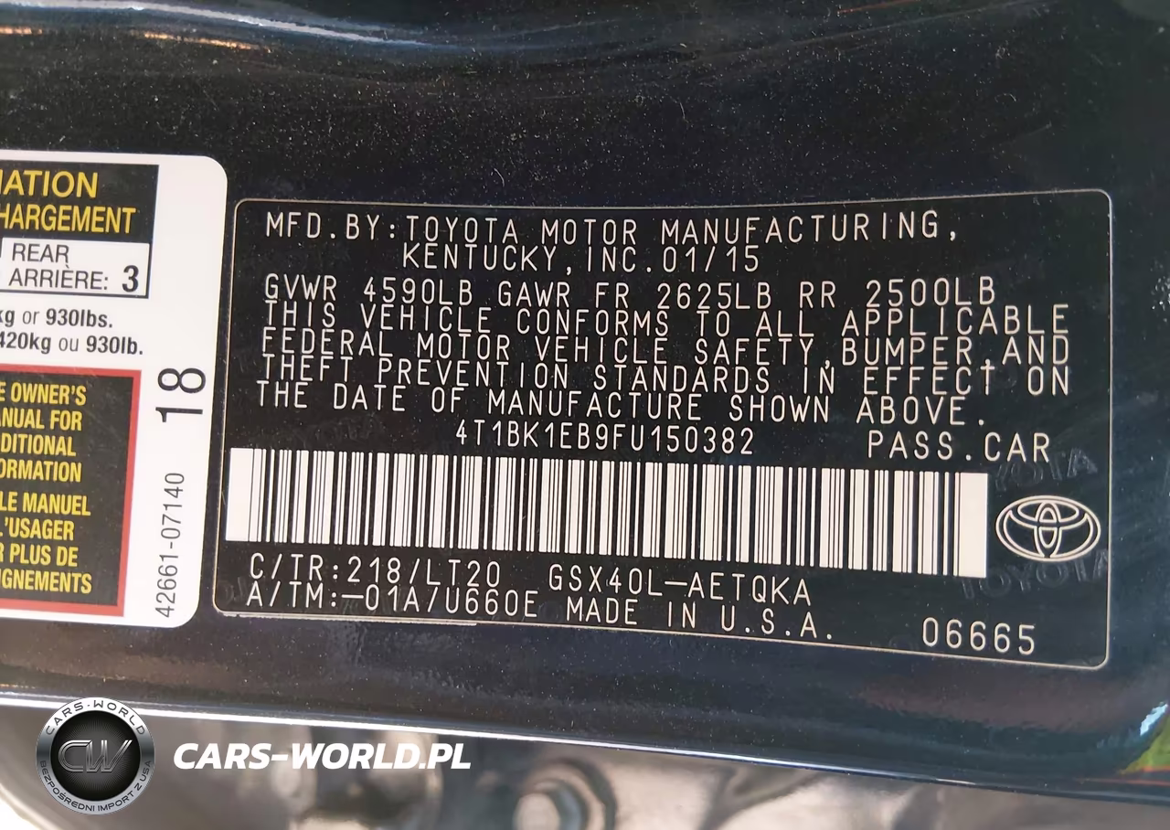 2015 Toyota Avalon Xle Touring VIN:4T1BK1EB9FU150382 - 9