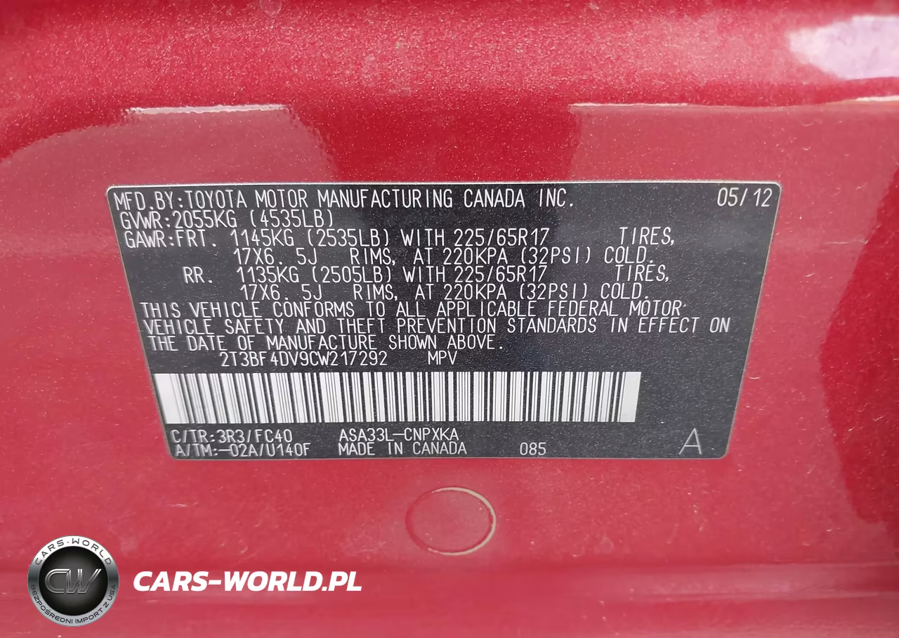 2012 Toyota Rav4 VIN:2T3BF4DV9CW217292 - 9