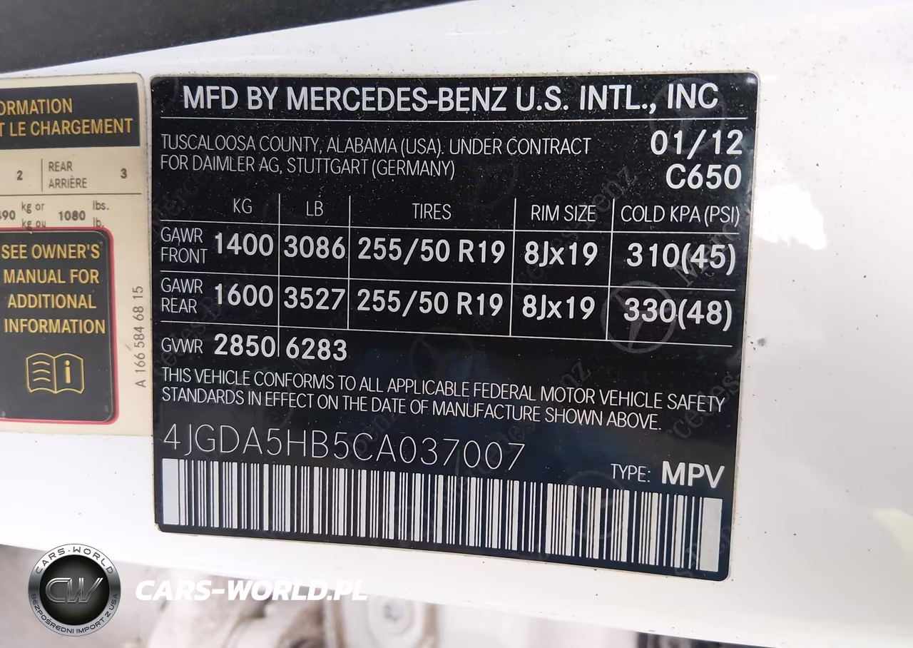 2012 Mercedes-Benz Ml 350 4Matic VIN:4JGDA5HB5CA037007 - 9