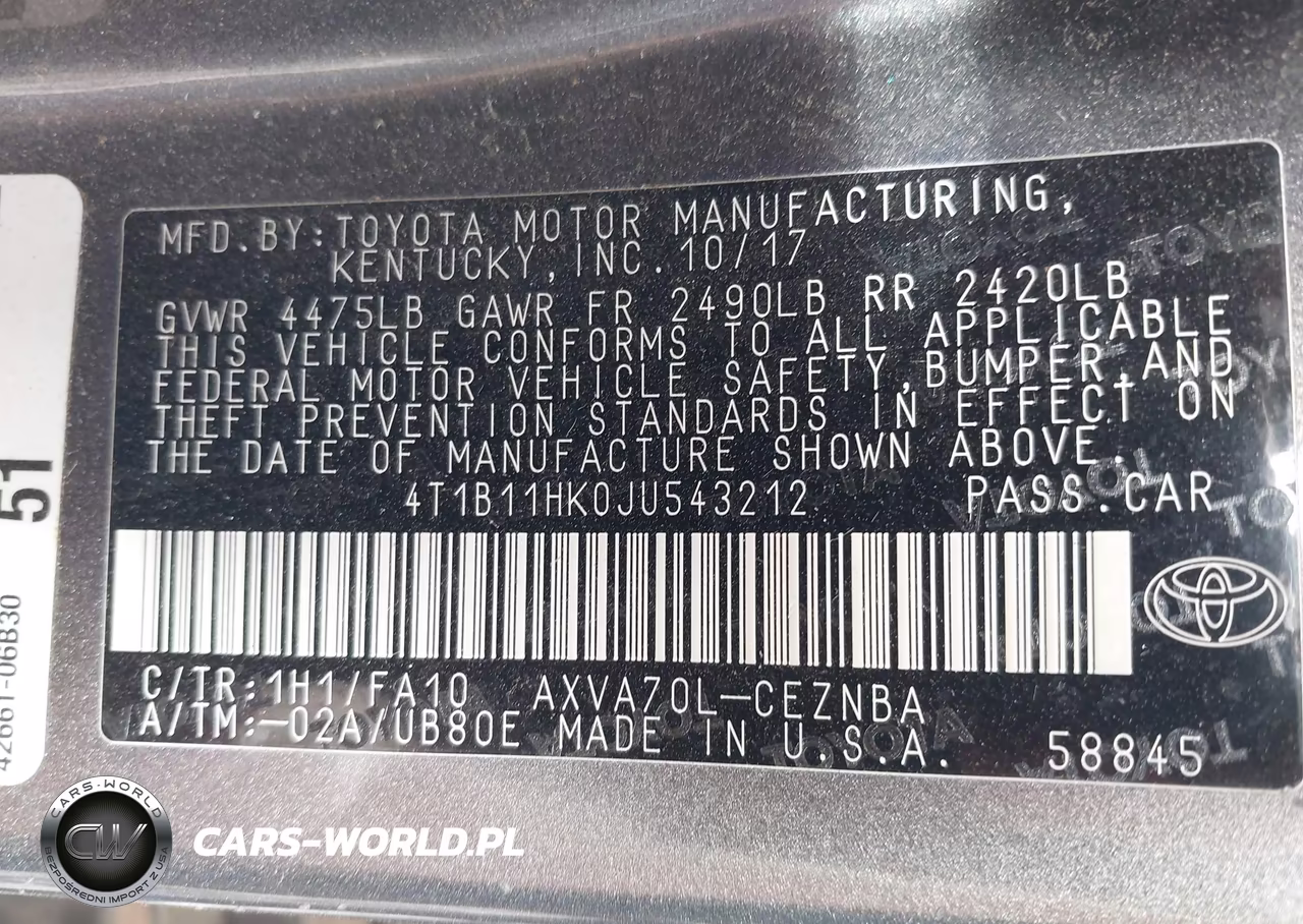 2018 Toyota Camry Le VIN:4T1B11HK0JU543212 - 9