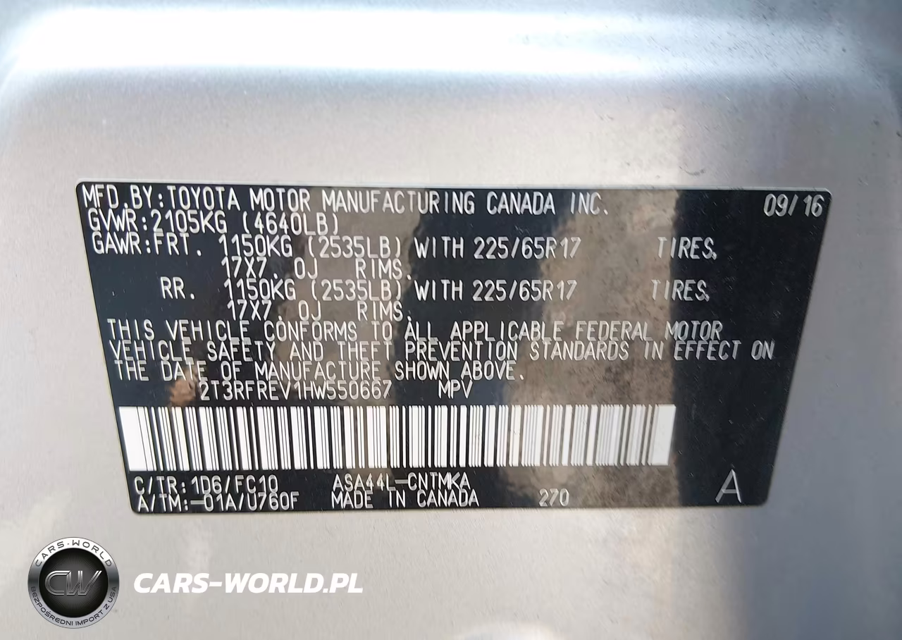 2017 Toyota Rav4 Xle VIN:2T3RFREV1HW550667 - 9