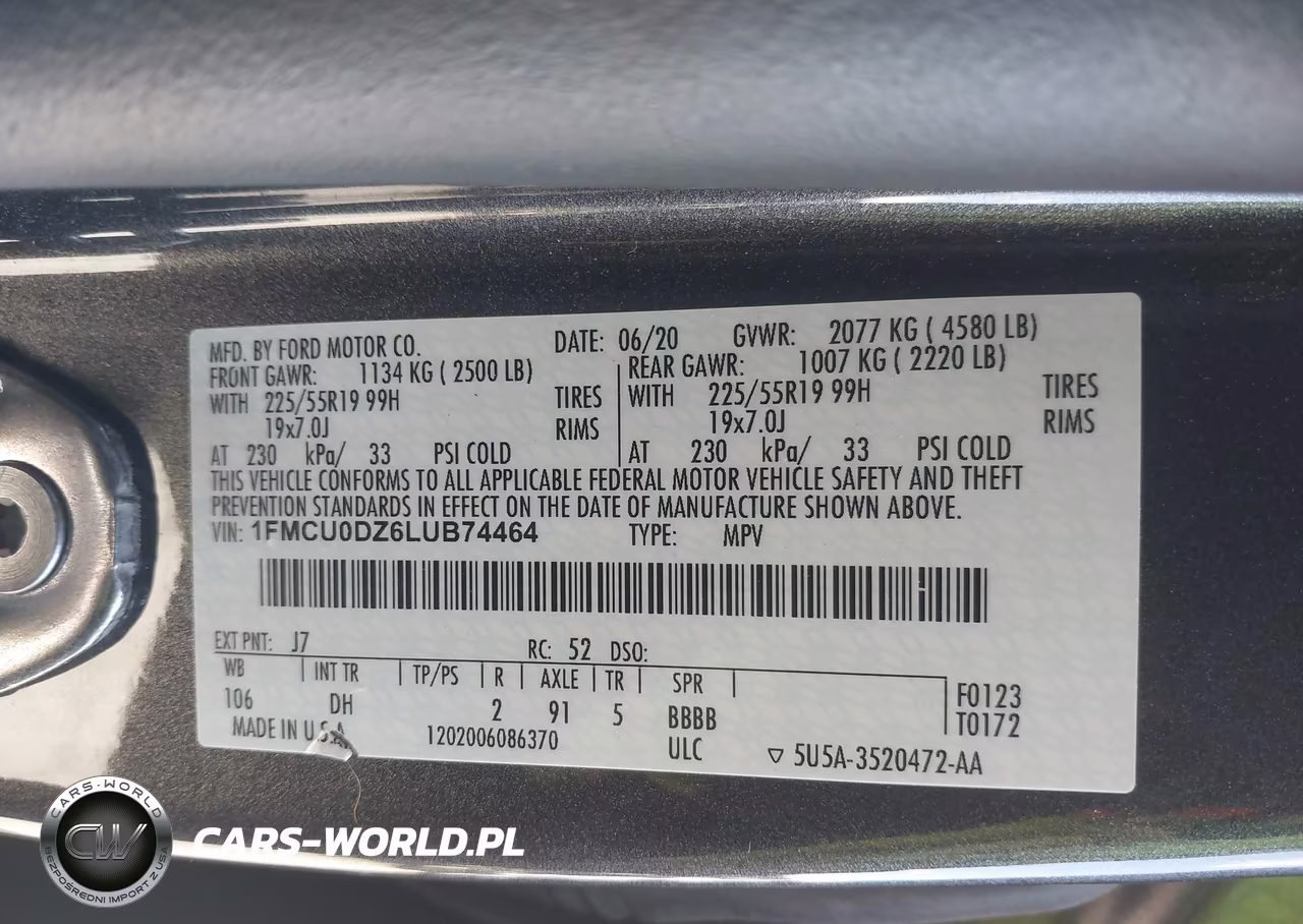 2020 Ford Escape Titanium Hybrid VIN:1FMCU0DZ6LUB74464 - 9