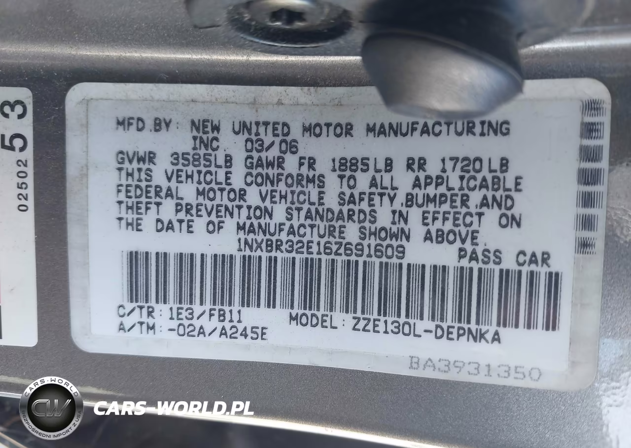 2006 Toyota Corolla Le VIN:1NXBR32E16Z691609 - 9