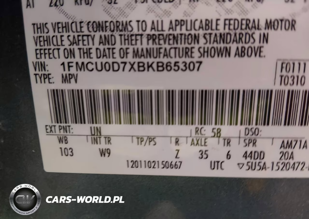 2011 Ford Escape Xlt VIN:1FMCU0D7XBKB65307 - 9