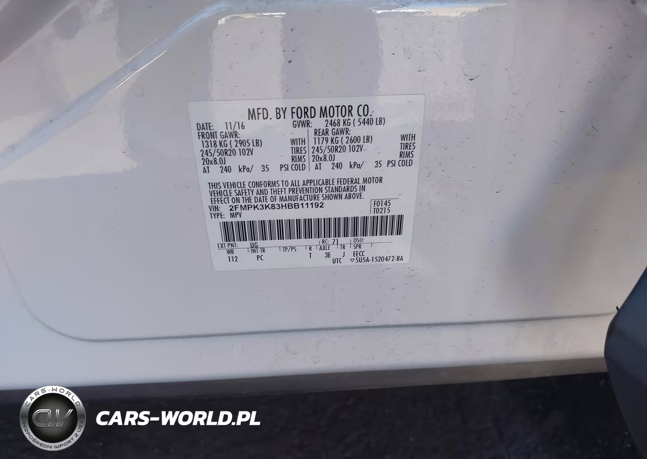 2017 Ford Edge Titanium VIN:2FMPK3K83HBB11192 - 9