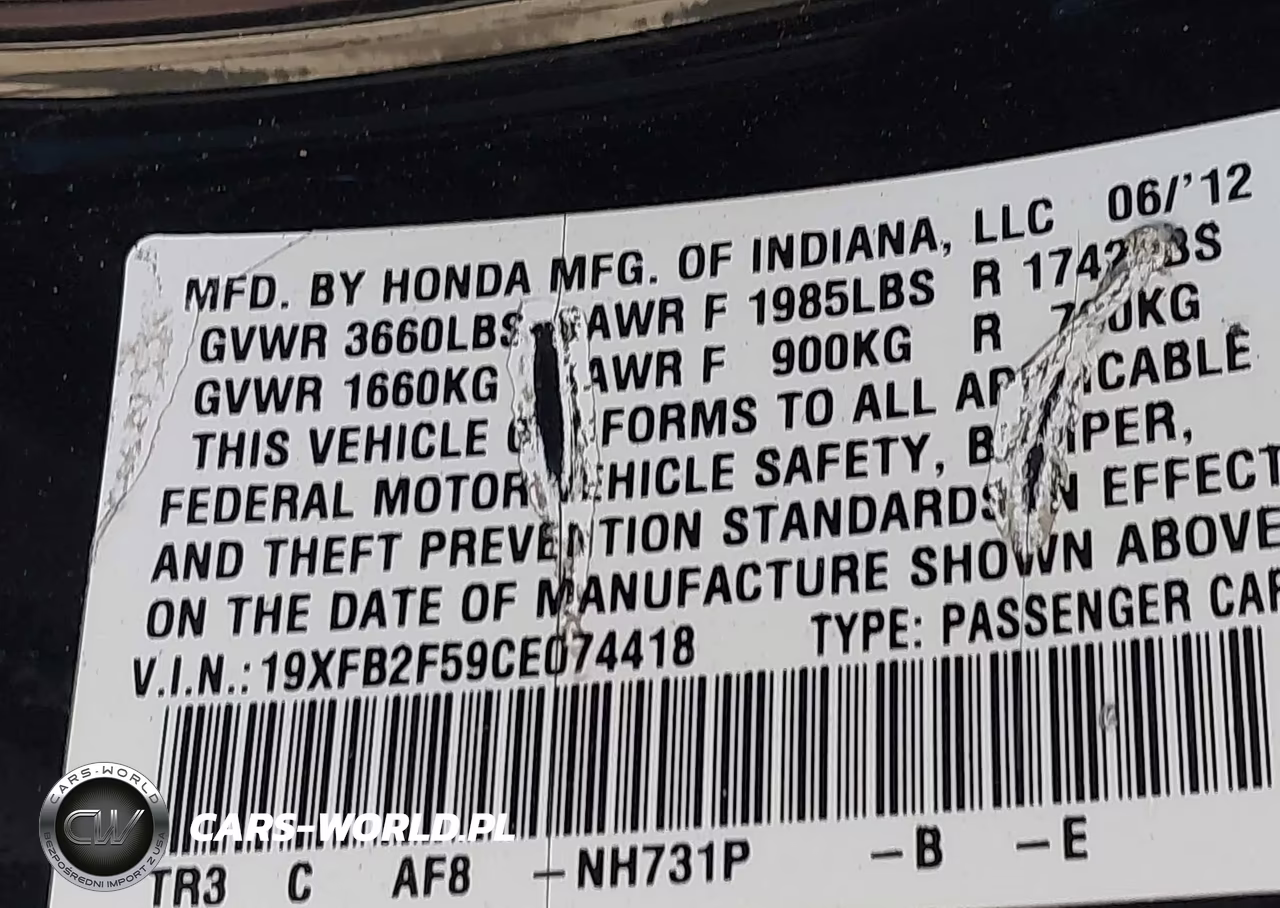 2012 Honda Civic Lx VIN:19XFB2F59CE074418 - 12