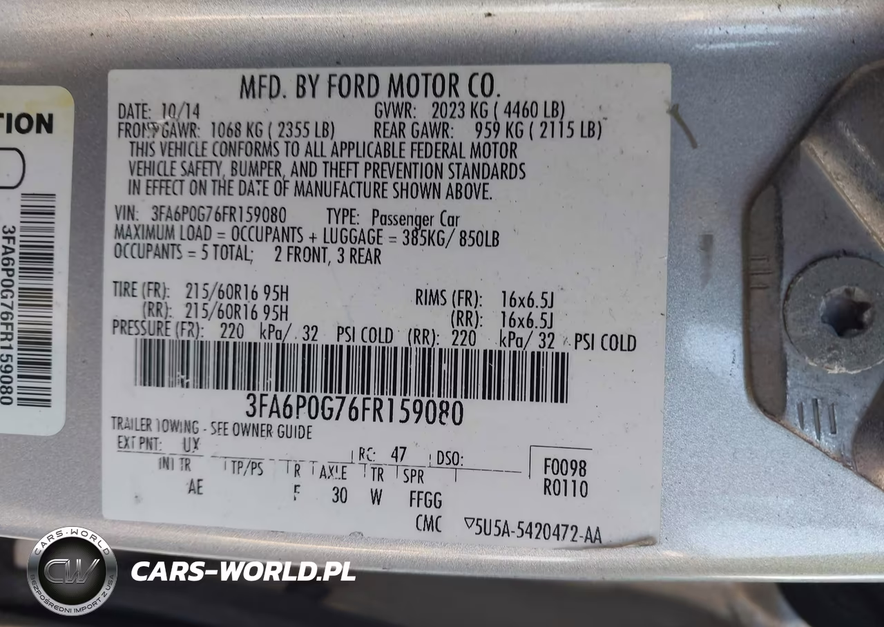 2015 Ford Fusion S VIN:3FA6P0G76FR159080 - 9