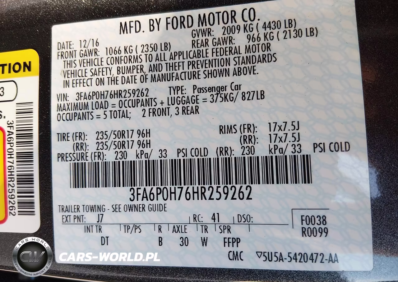 2017 Ford Fusion Se VIN:3FA6P0H76HR259262 - 9