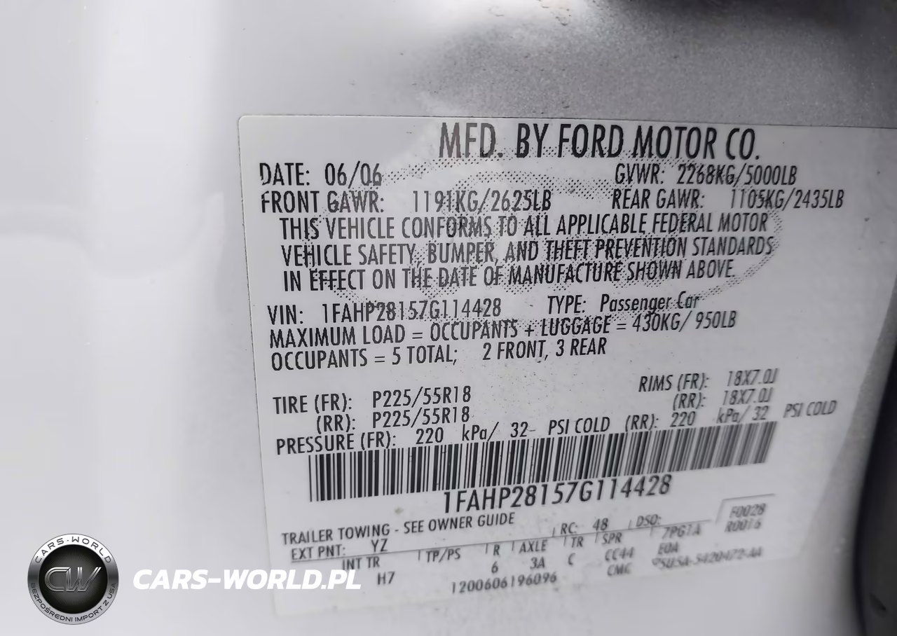 2007 Ford Five Hundred Limited VIN:1FAHP28157G114428 - 9