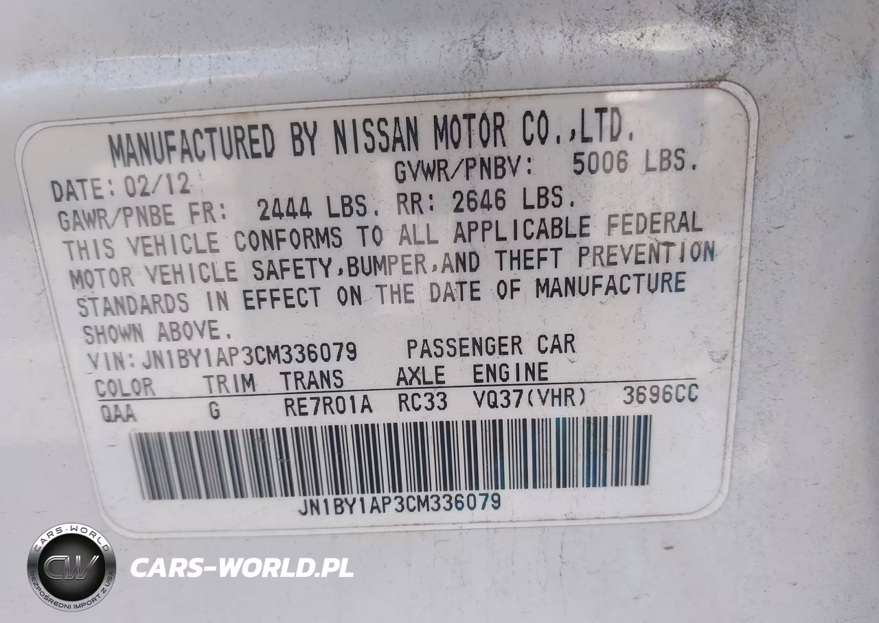 2012 Infiniti M37 VIN:JN1BY1AP3CM336079 - 9
