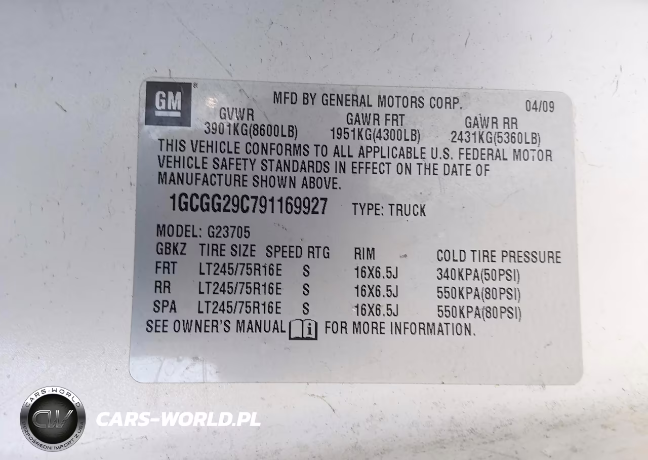 2009 Chevrolet Express 2500 Work Van VIN:1GCGG29C791169927 - 9