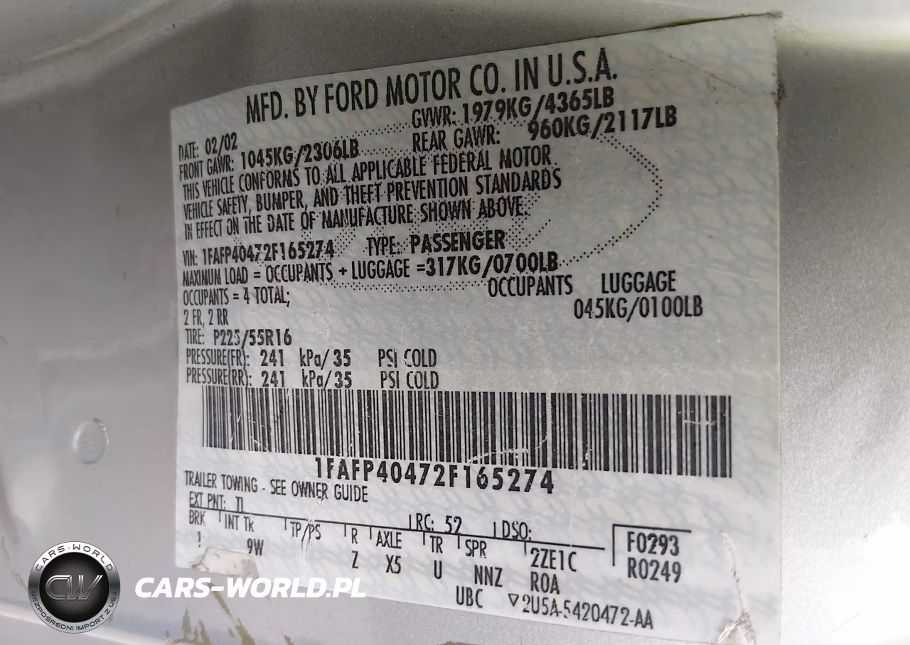 2002 Ford Mustang VIN:1FAFP40472F165274 - 9