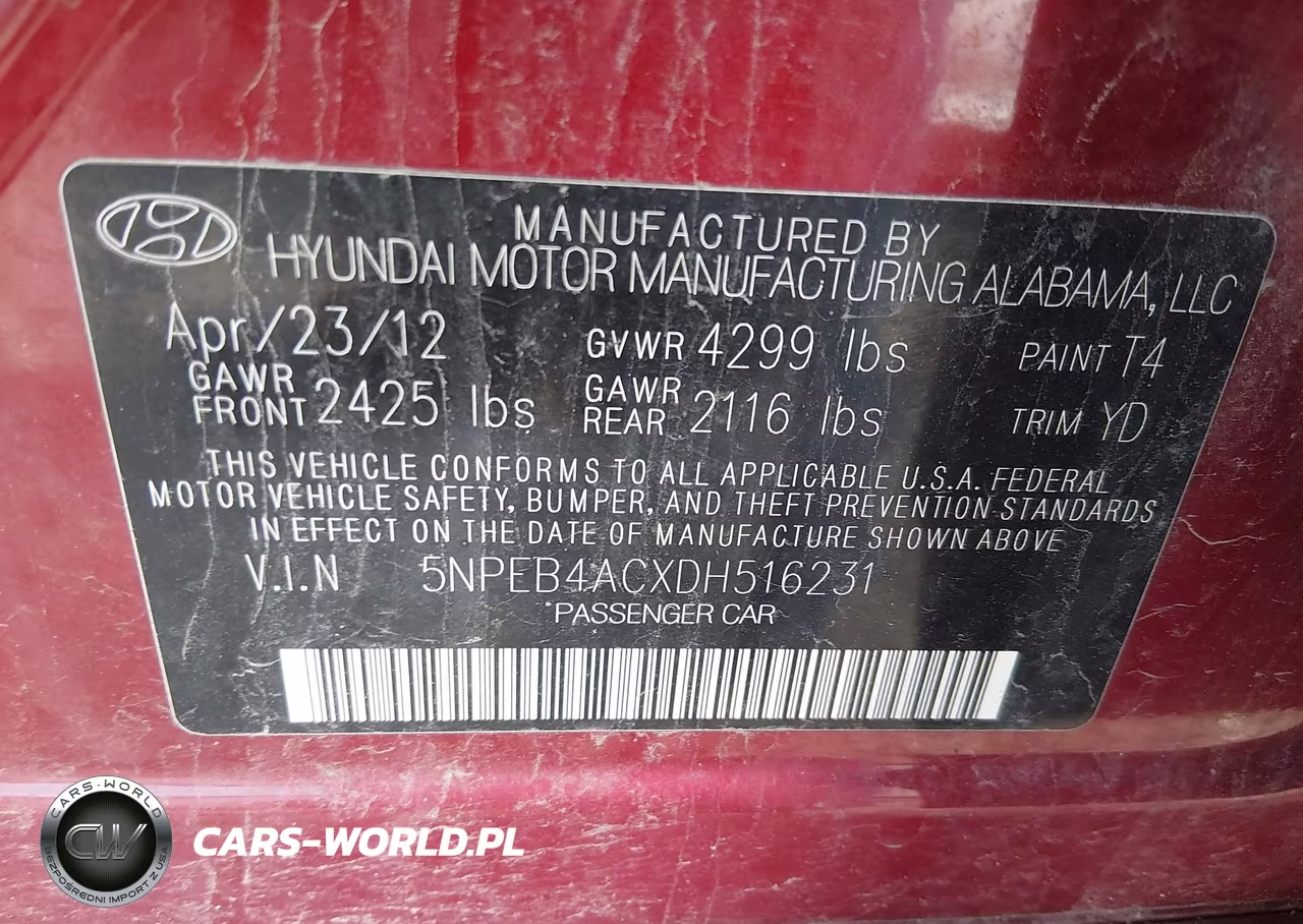 2013 Hyundai Sonata Gls VIN:5NPEB4ACXDH516231 - 9