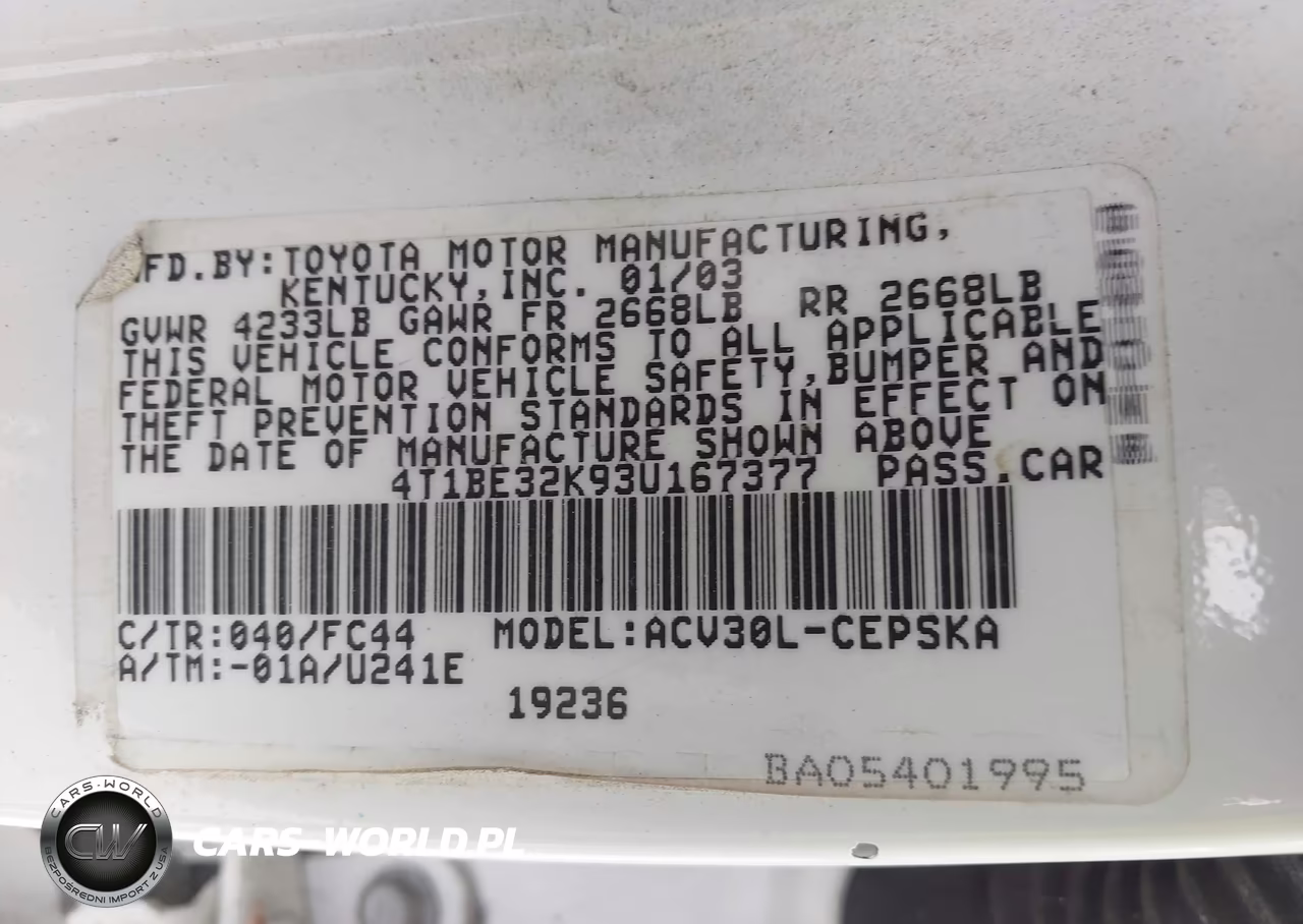 2003 Toyota Camry Se VIN:4T1BE32K93U167377 - 9