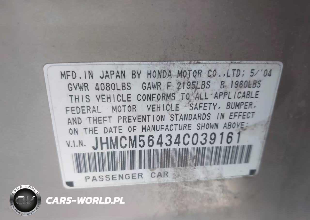2004 Honda Accord 2.4 Lx VIN:JHMCM56434C039161 - 9