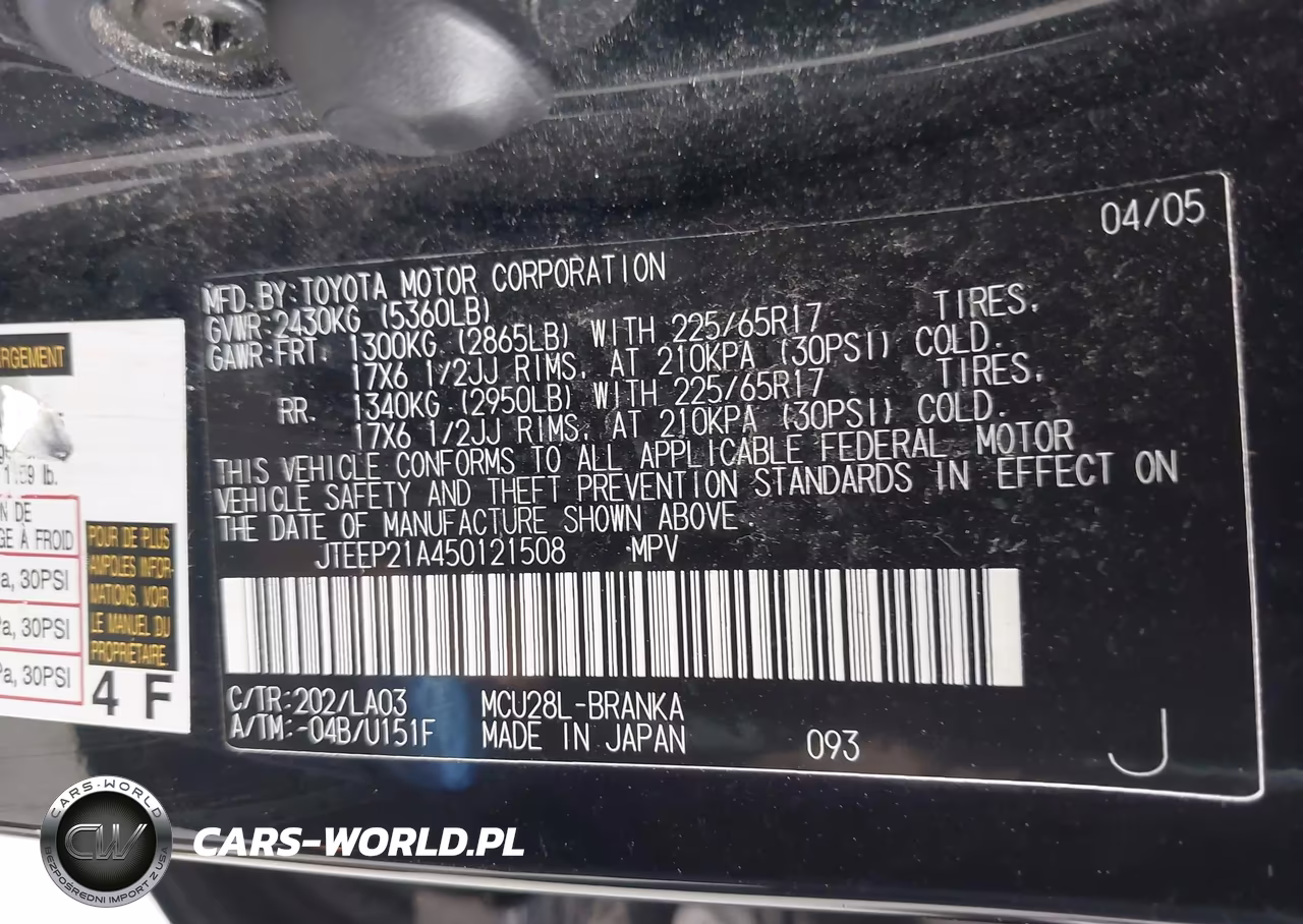 2005 Toyota Highlander Limited V6 VIN:JTEEP21A450121508 - 9