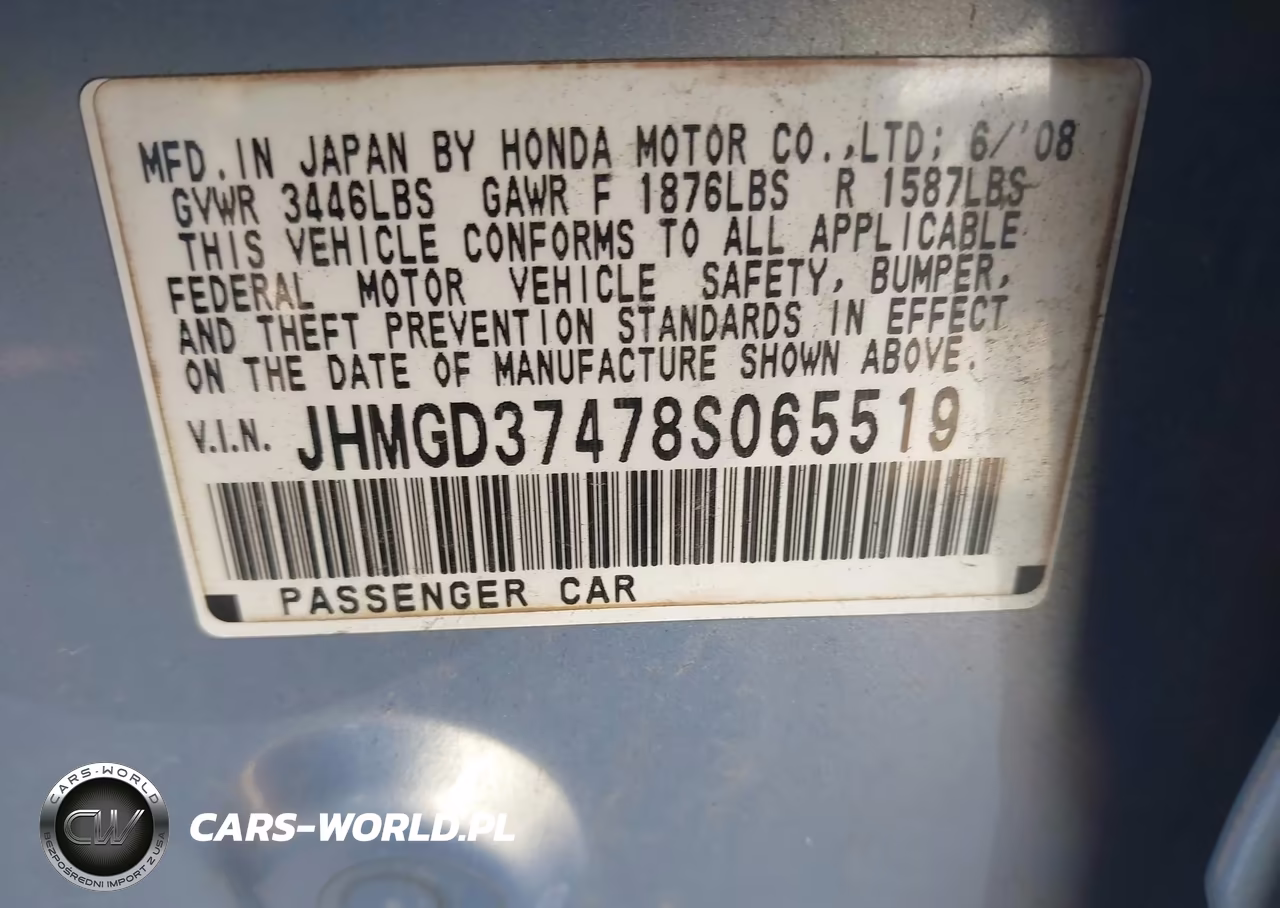 2008 Honda Fit VIN:JHMGD37478S065519 - 9
