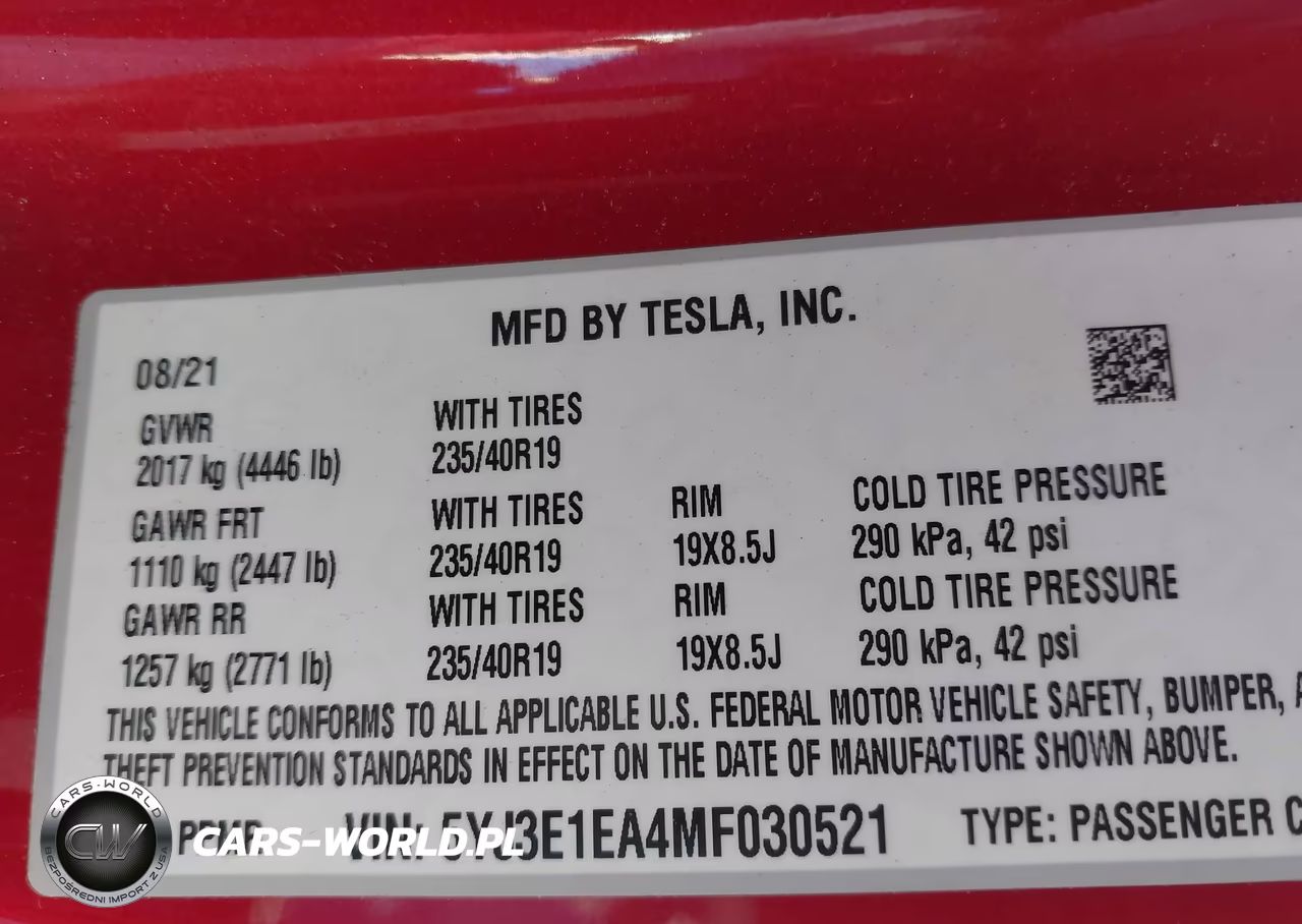 2021 Tesla Model 3 Standard Range Plus Rear-Wheel Drive VIN:5YJ3E1EA4MF030521 - 20