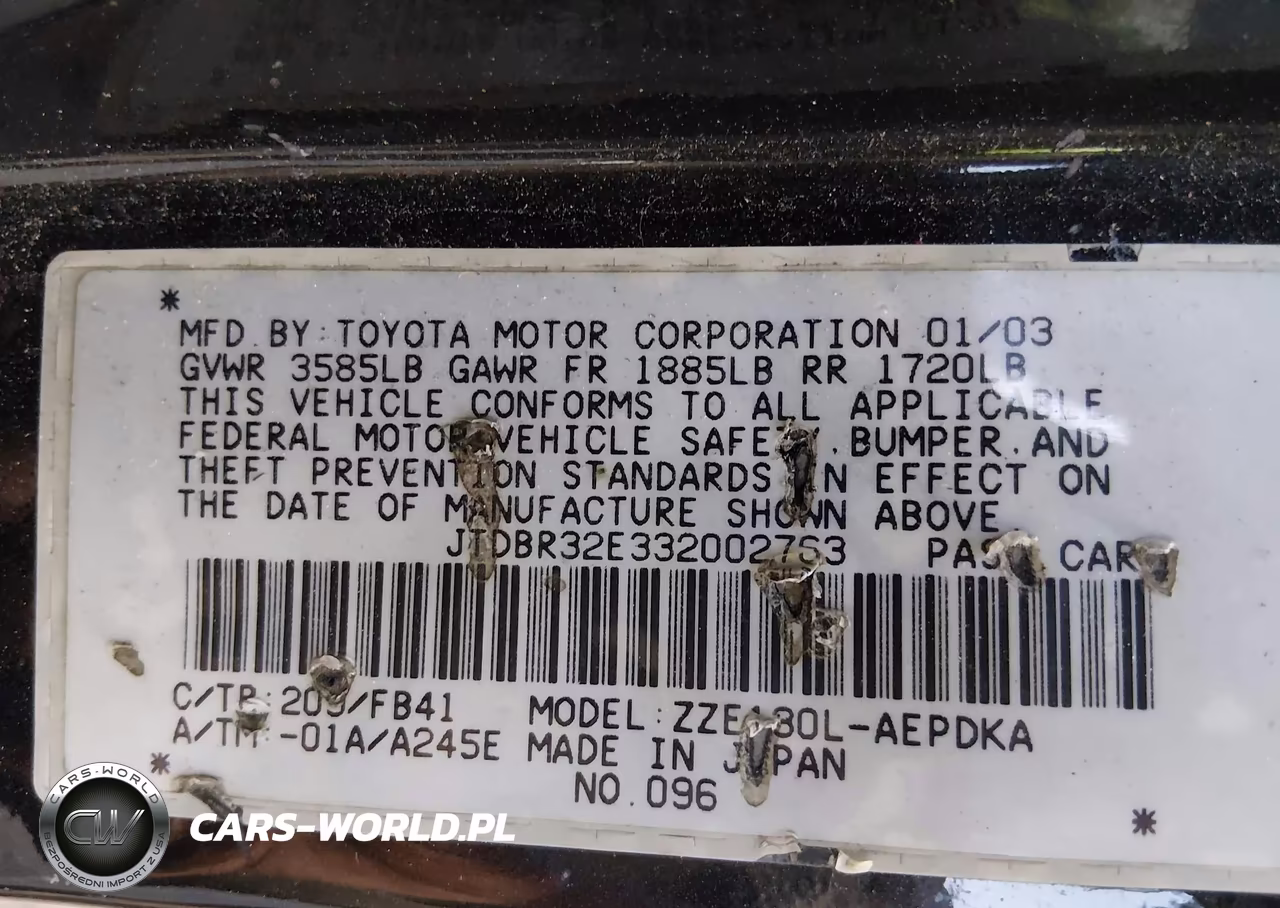 2003 Toyota Corolla Ce VIN:JTDBR32E332002763 - 9
