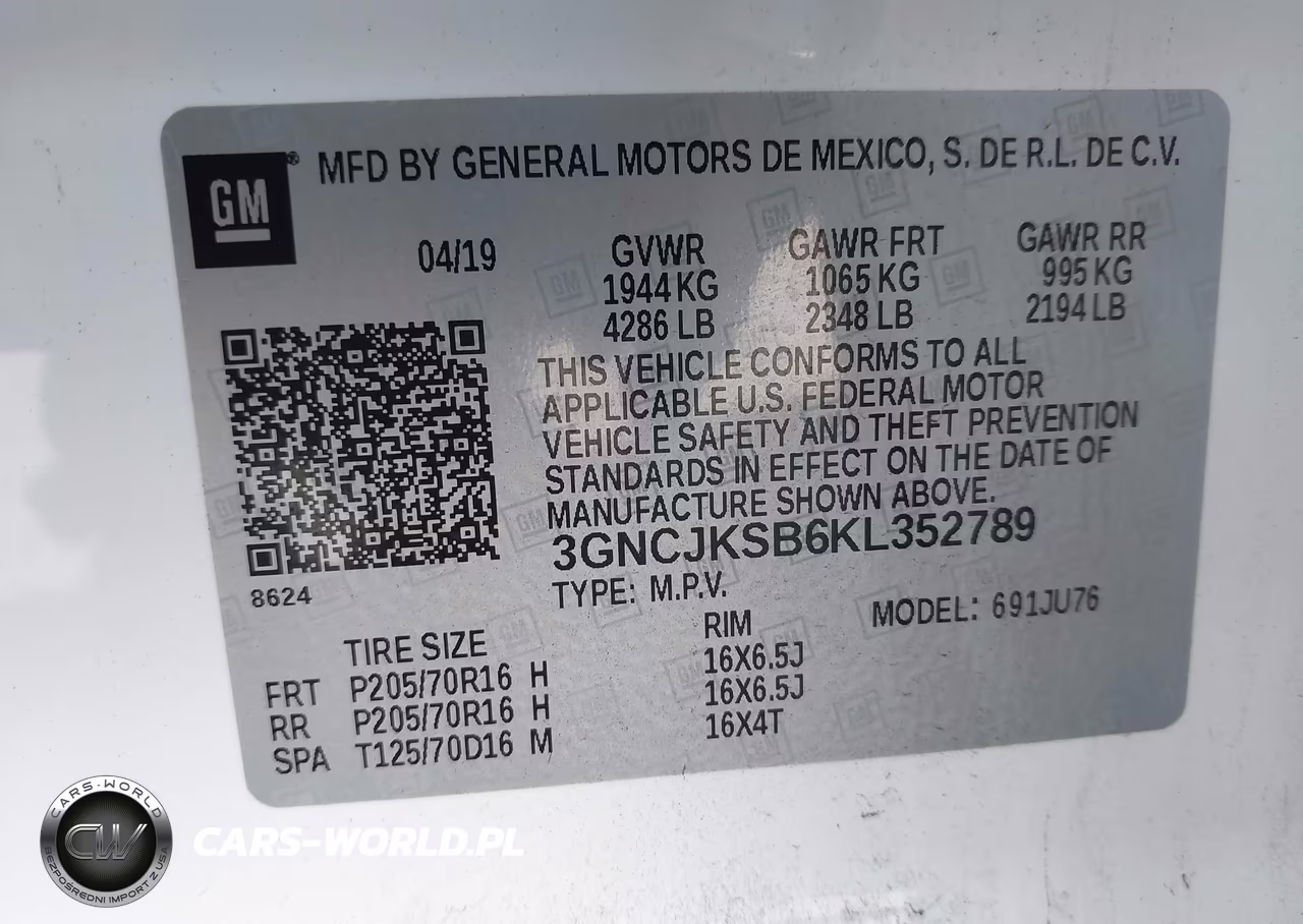 2019 Chevrolet Trax Ls VIN:3GNCJKSB6KL352789 - 9