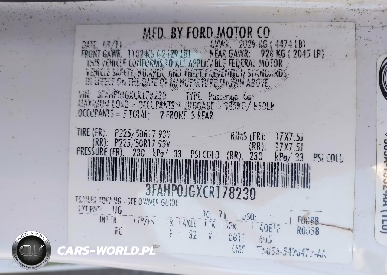 2012 Ford Fusion Sel VIN:3FAHP0JGXCR178230 - 9
