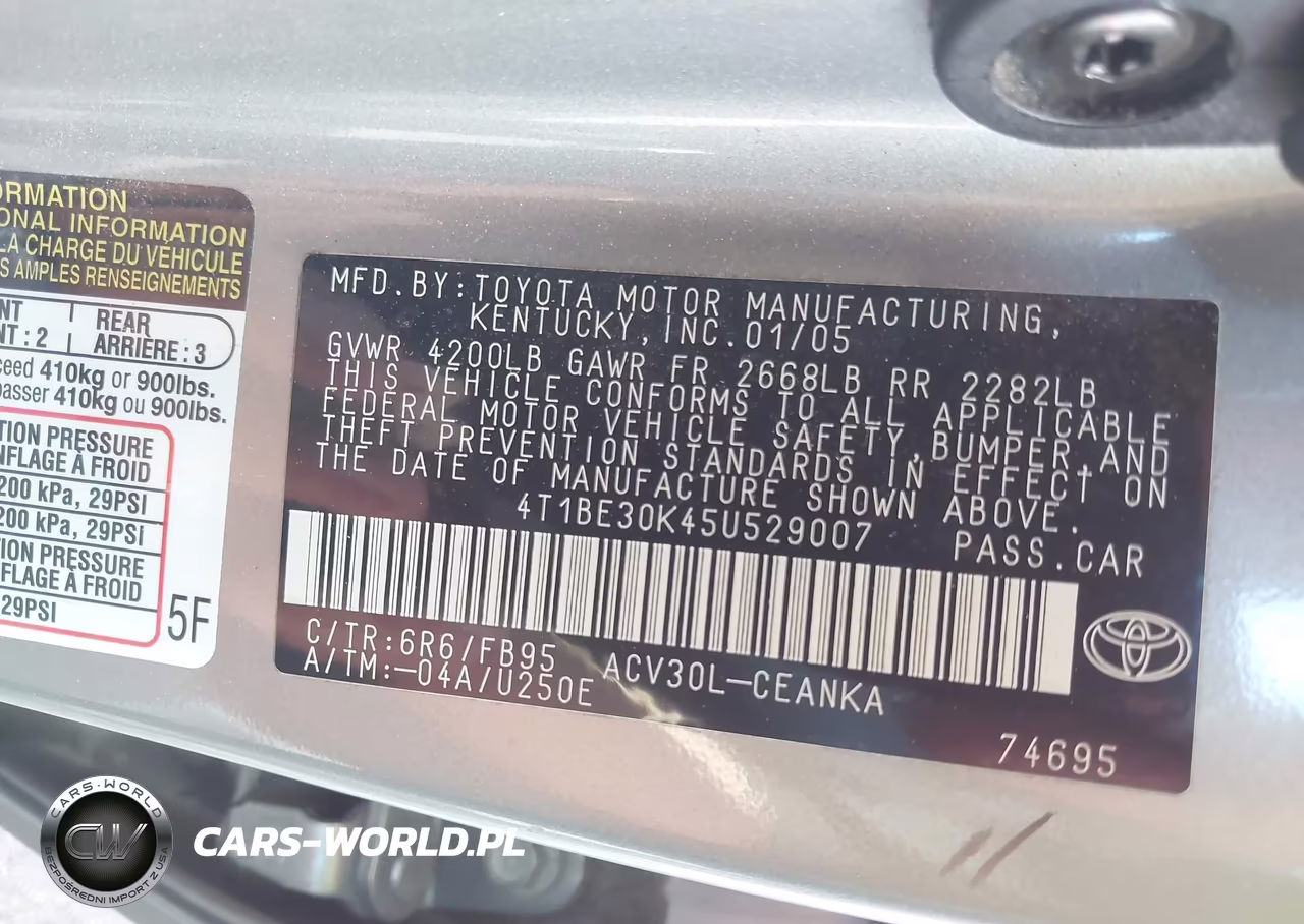 2005 Toyota Camry Le VIN:4T1BE30K45U529007 - 9