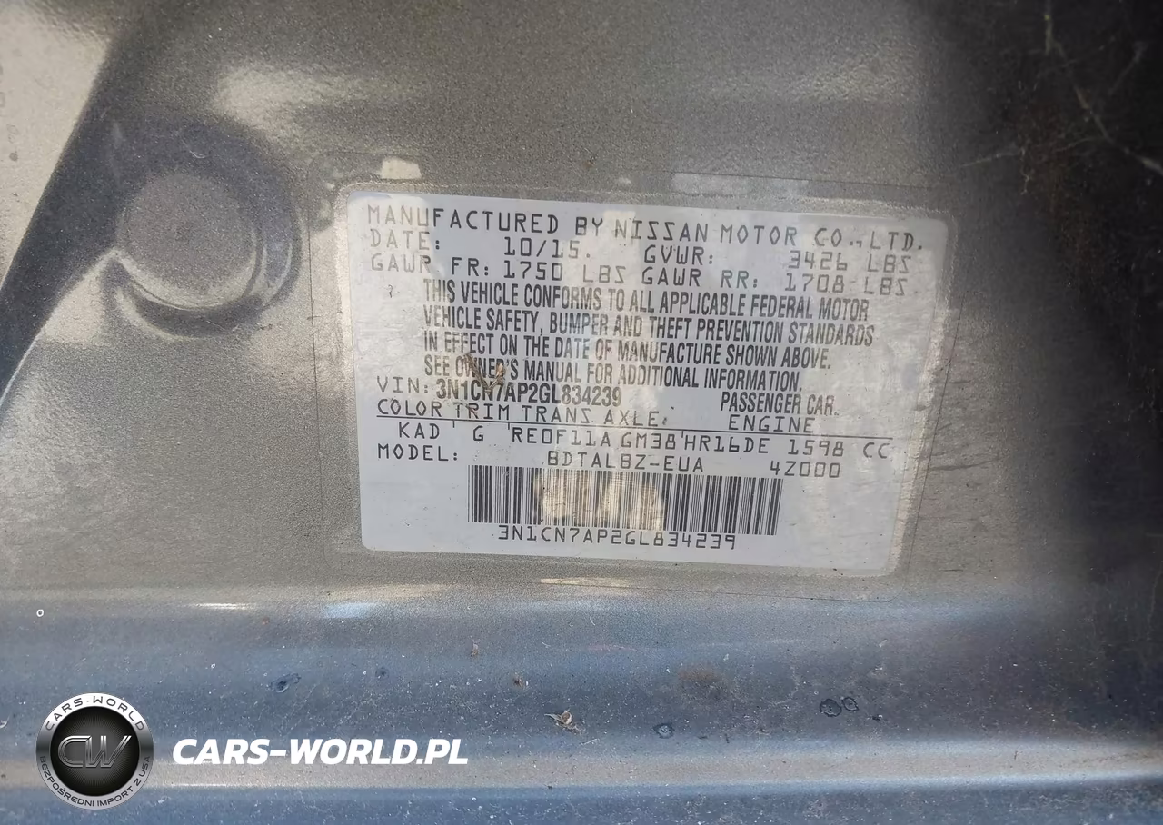 2016 Nissan Versa 1.6 Sv VIN:3N1CN7AP2GL834239 - 9
