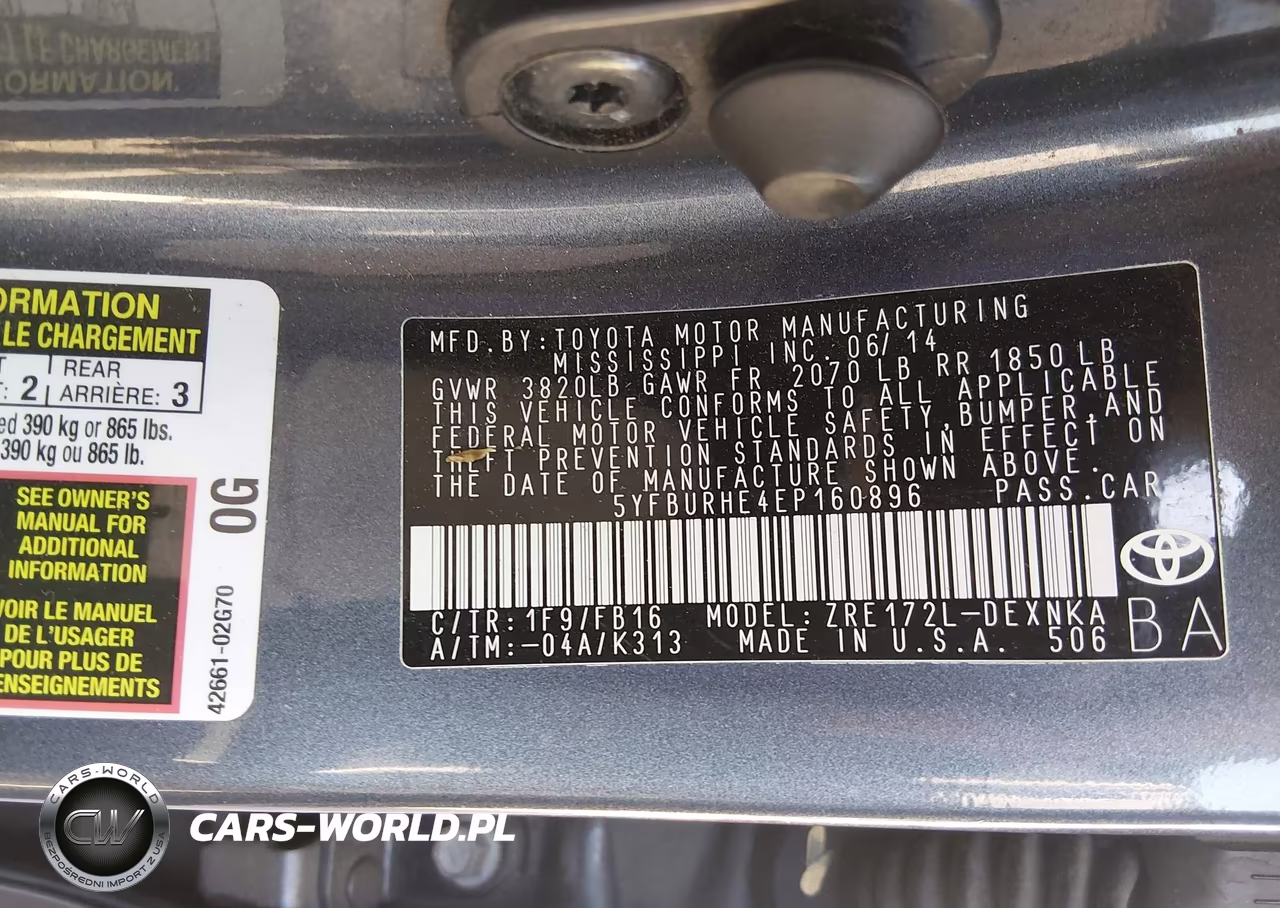 2014 Toyota Corolla Le VIN:5YFBURHE4EP160896 - 9