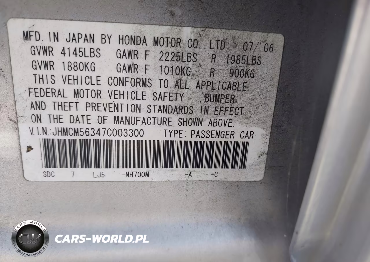 2007 Honda Accord 2.4 Se VIN:JHMCM56347C003300 - 9