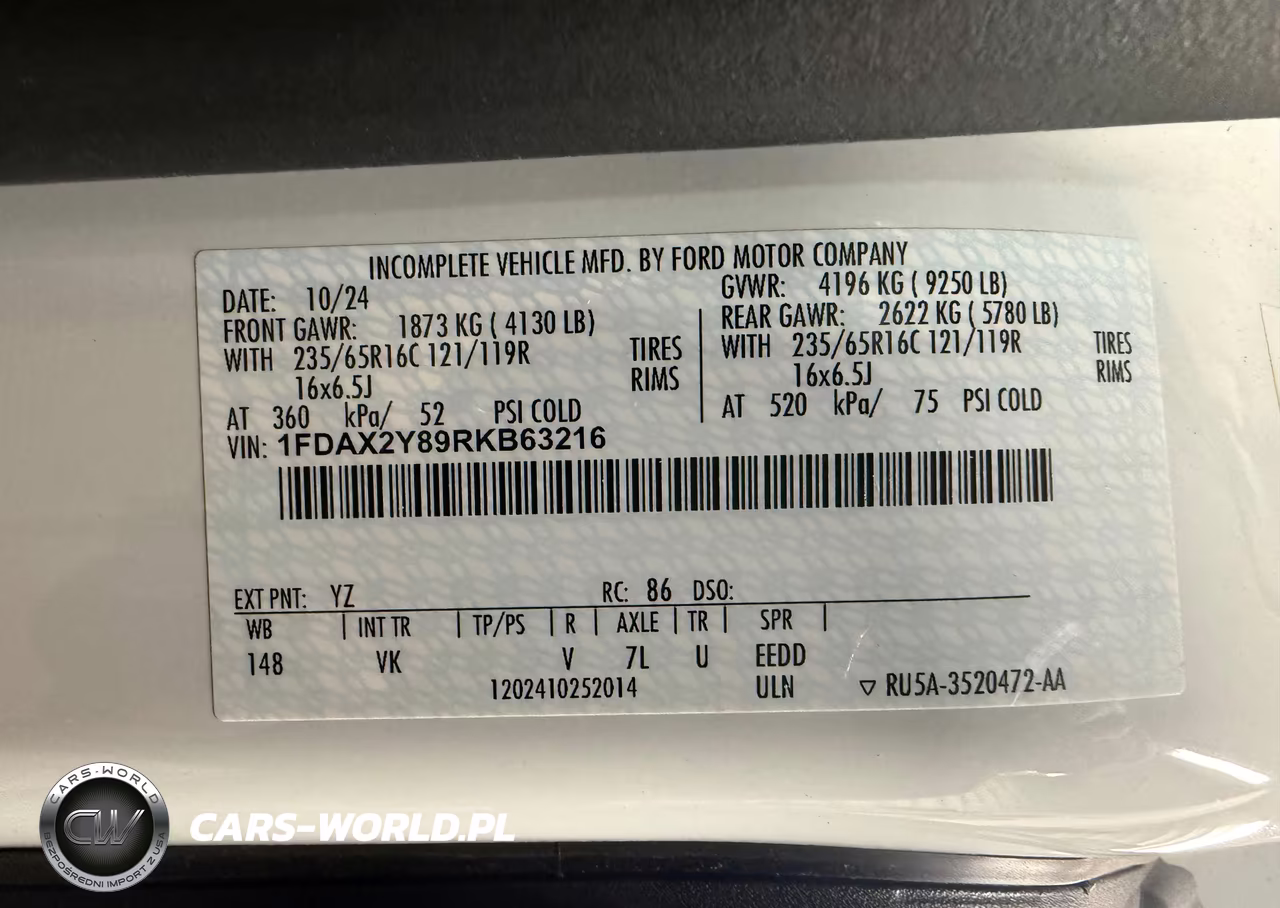 2024 Ford Transit-350 Passenger Van Xl VIN:1FDAX2Y89RKB63216 - 9