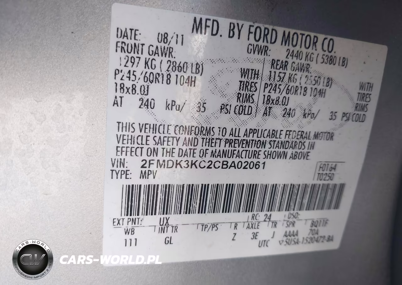2012 Ford Edge Limited VIN:2FMDK3KC2CBA02061 - 9