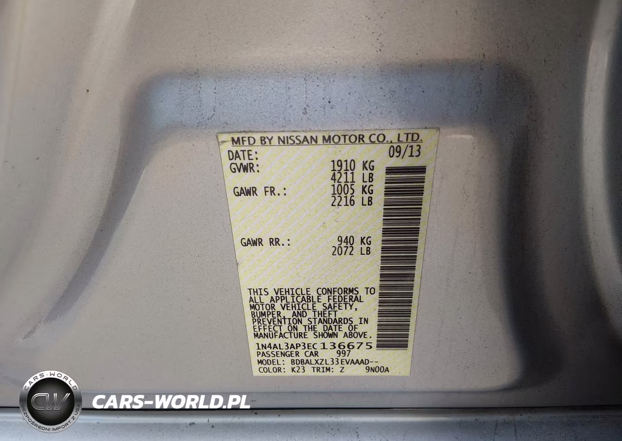 2014 Nissan Altima 2.5 Sl VIN:1N4AL3AP3EC136675 - 9