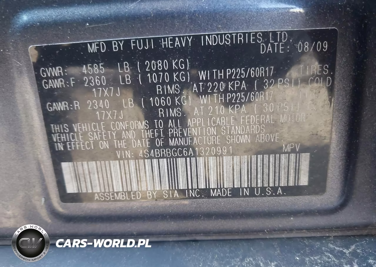 2010 Subaru Outback 2.5I Premium VIN:4S4BRBGC6A1320991 - 9