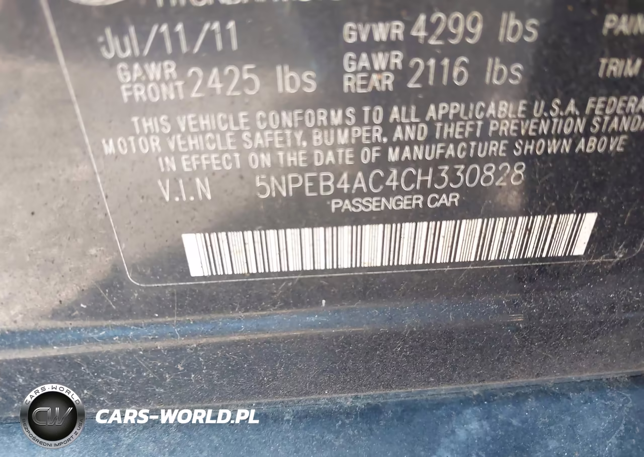 2012 Hyundai Sonata Gls VIN:5NPEB4AC4CH330828 - 9