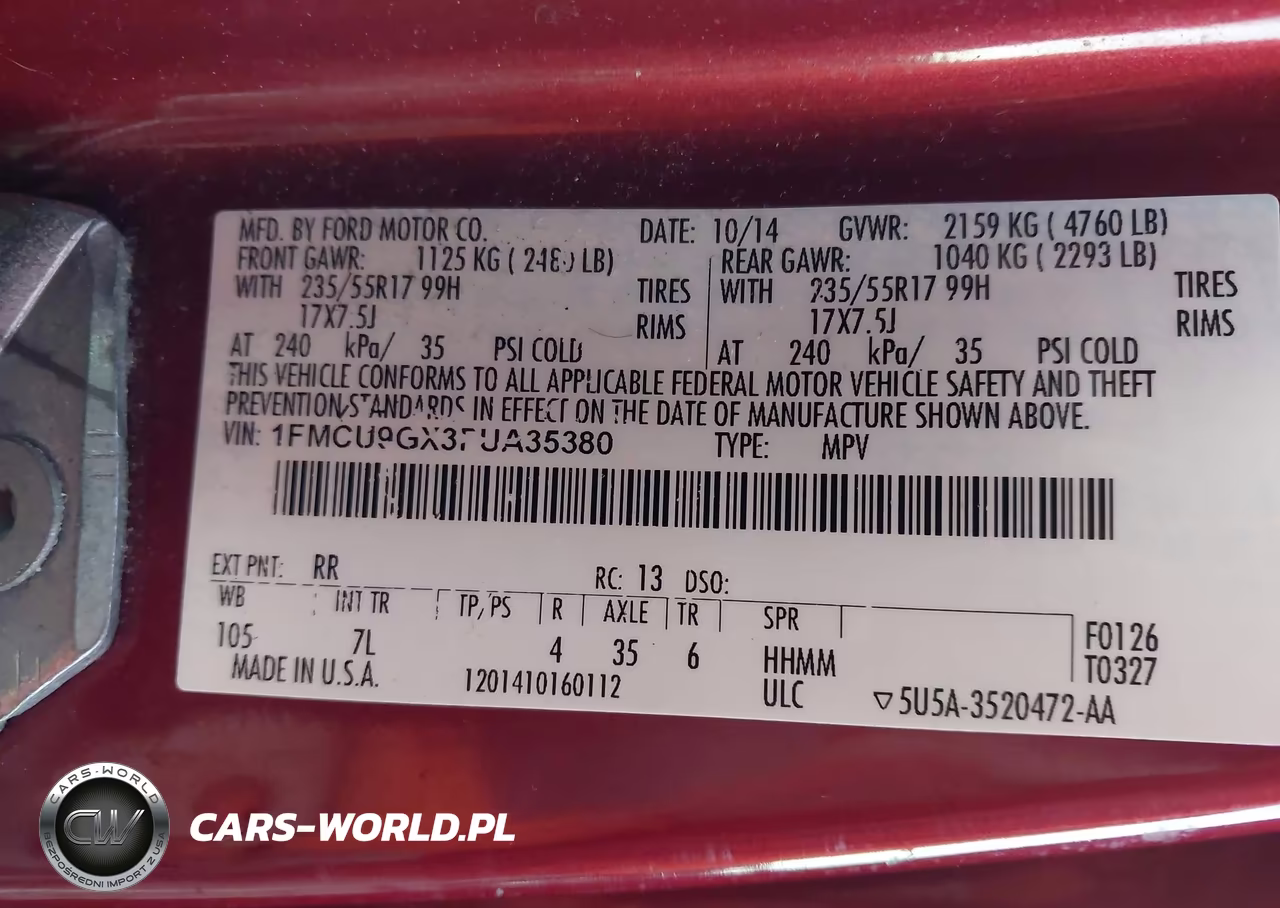 2015 Ford Escape Se VIN:1FMCU9GX3FUA35380 - 9