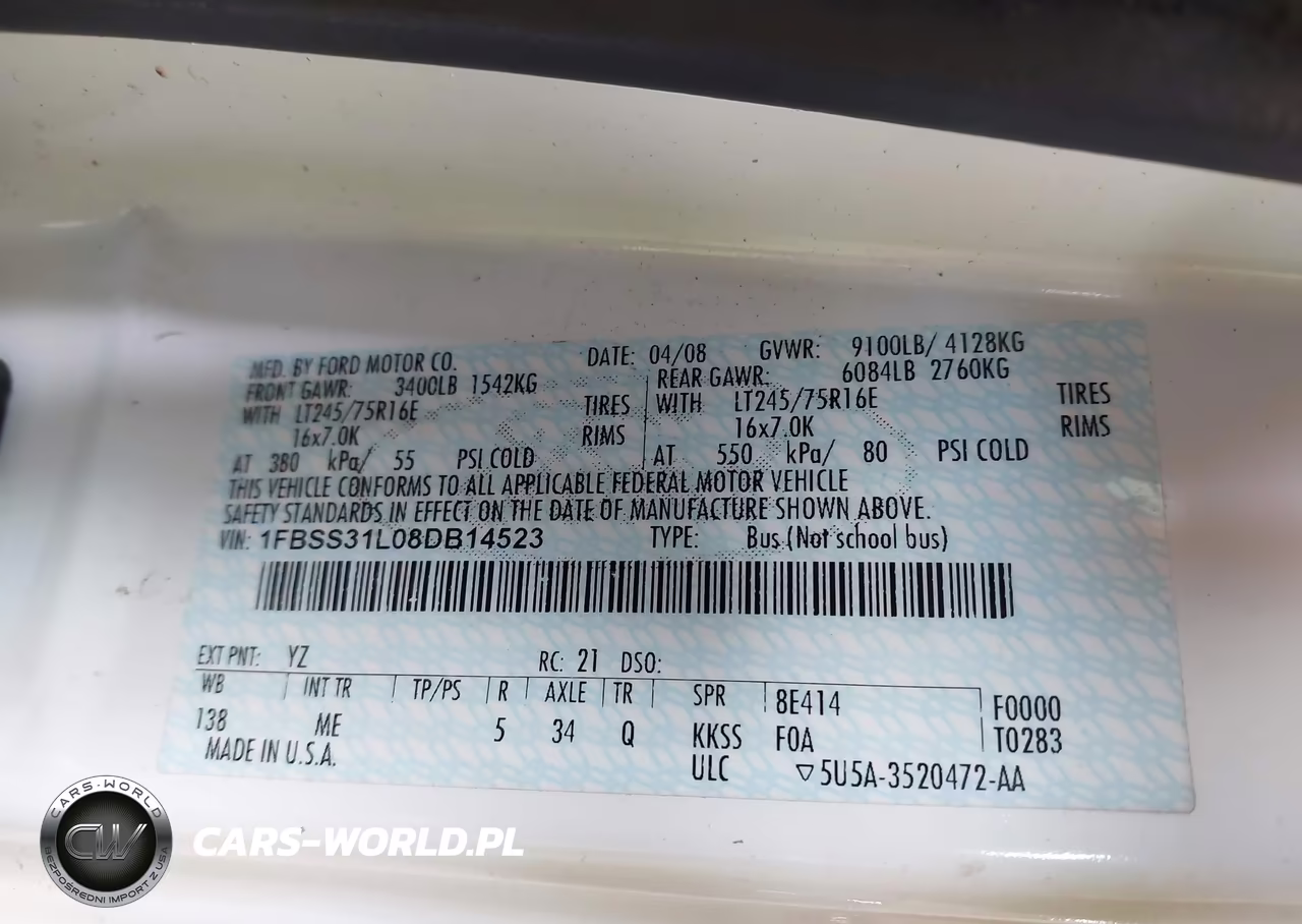 2008 Ford E-350 Super Duty Xl-Xlt VIN:1FBSS31L08DB14523 - 9