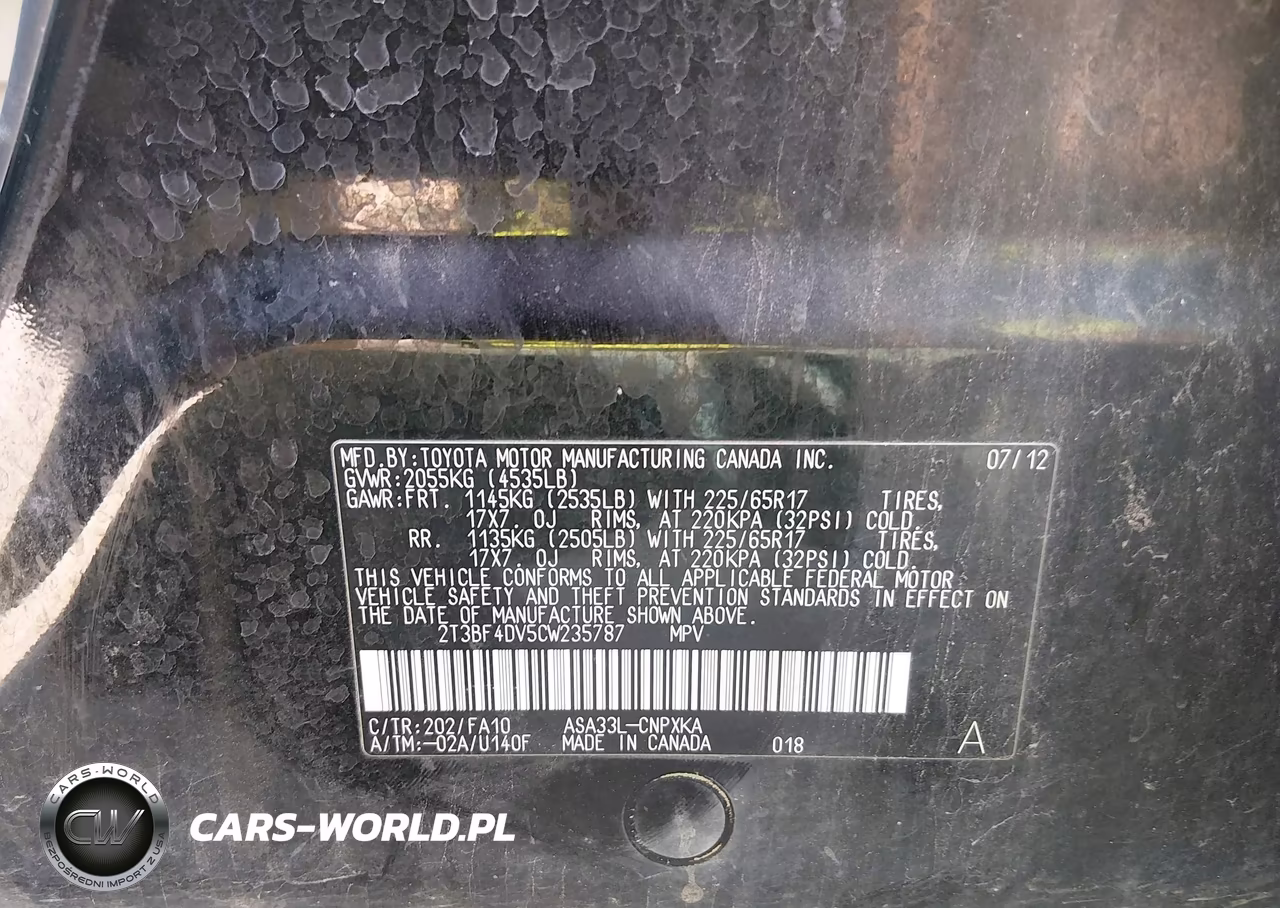 2012 Toyota Rav4 VIN:2T3BF4DV5CW235787 - 9