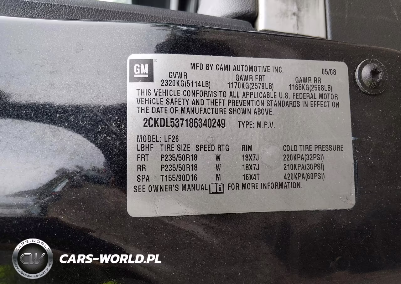 2008 Pontiac Torrent Gxp VIN:2CKDL537186340249 - 9