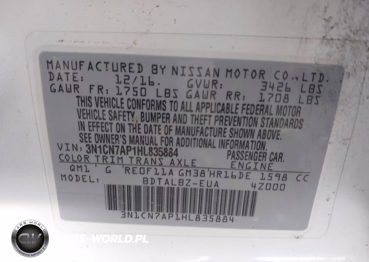 2017 Nissan Versa 1.6 Sv VIN:3N1CN7AP1HL835884 - 9