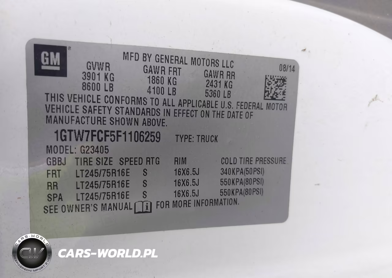 2015 GMC Savana 2500 Work Van VIN:1GTW7FCF5F1106259 - 9