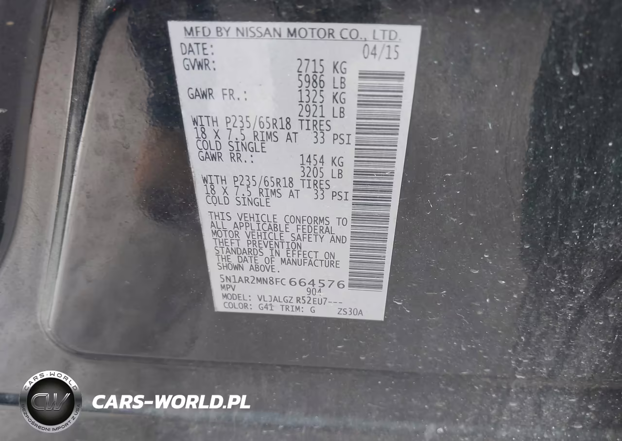 2015 Nissan Pathfinder Sl VIN:5N1AR2MN8FC664576 - 9