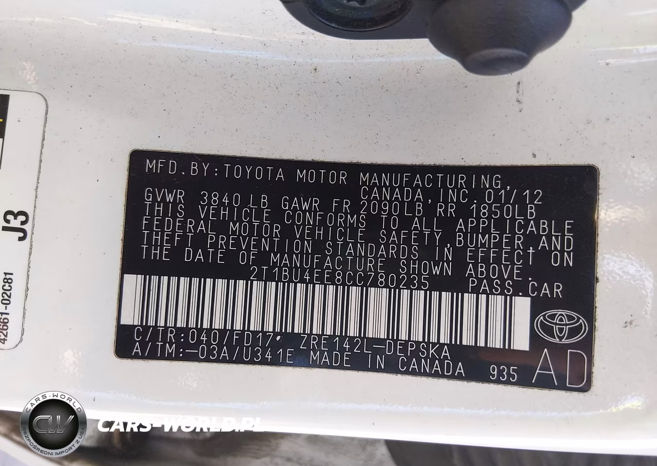 2012 Toyota Corolla S VIN:2T1BU4EE8CC780235 - 9