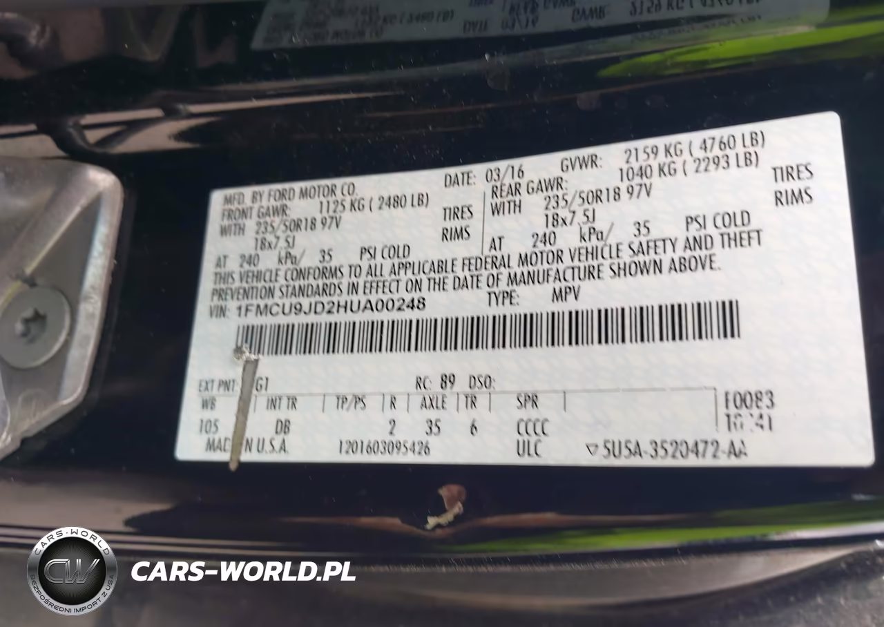 2017 Ford Escape Titanium VIN:1FMCU9JD2HUA00248 - 9